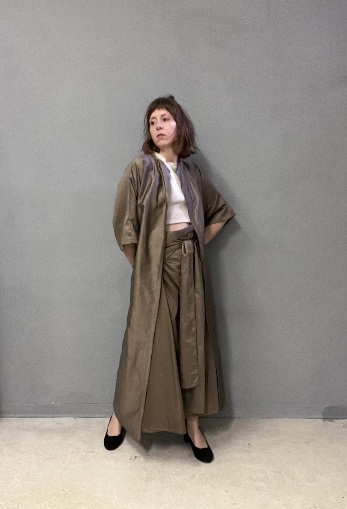 set Yohji, kimono e gonna izumi, cotone rasato, su misura, su ordinazione